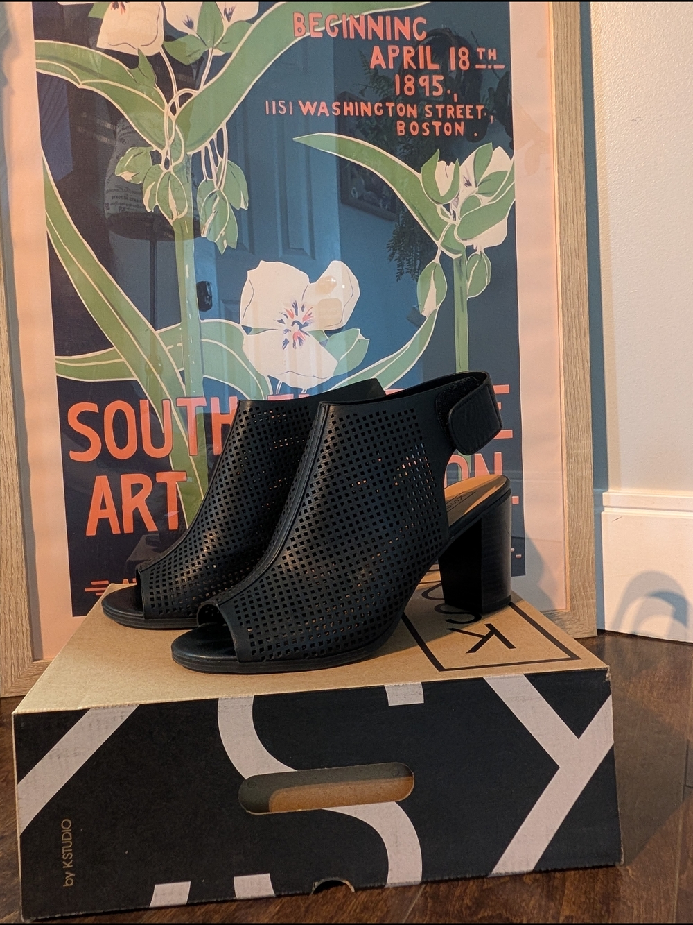 Black Perforated Open-Toe Slingback Heels -  Women Size 9